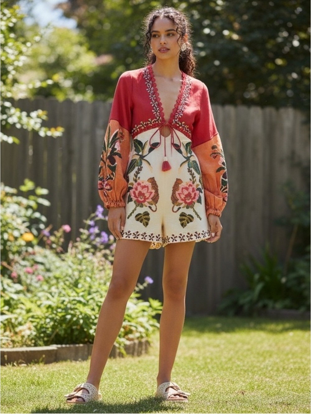 Small FARM Rio Long Sleeve Romper